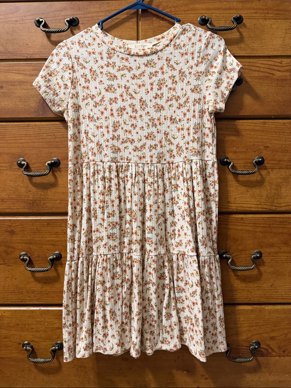 Jessica Simpson Cream Mini Dress with Peach Floral Print